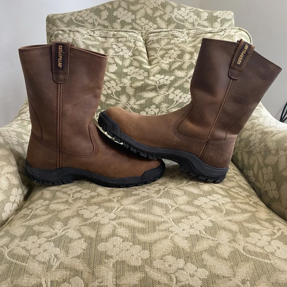 Caterpillar Drawbar Work Boots Mens 9.5 M‎ Summer Brown Pull-On Steel Toe New